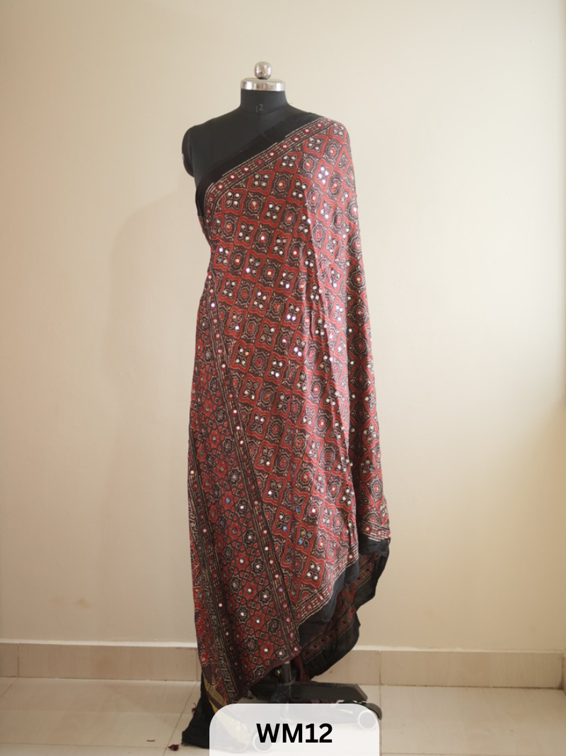 MODAL SILK WITH GLUED MIRROR LAGDI PATTA DUPPATTA