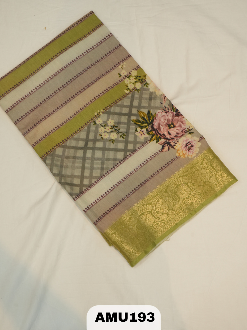 BANARAS RUSSIAN SILK SAREE WITH PRINTED