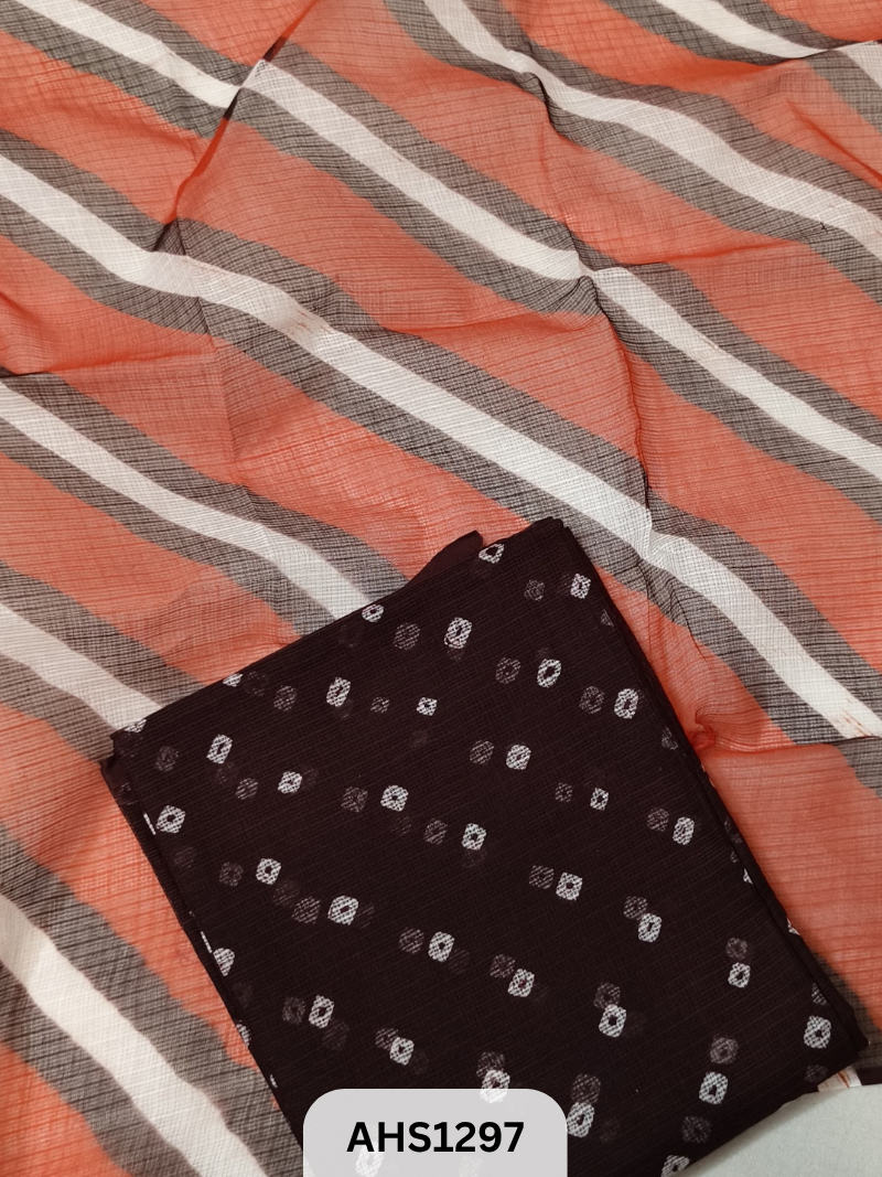 Pure Kota Cotton Shibori Print Dress Material Top & Dupatta 2.5mtr