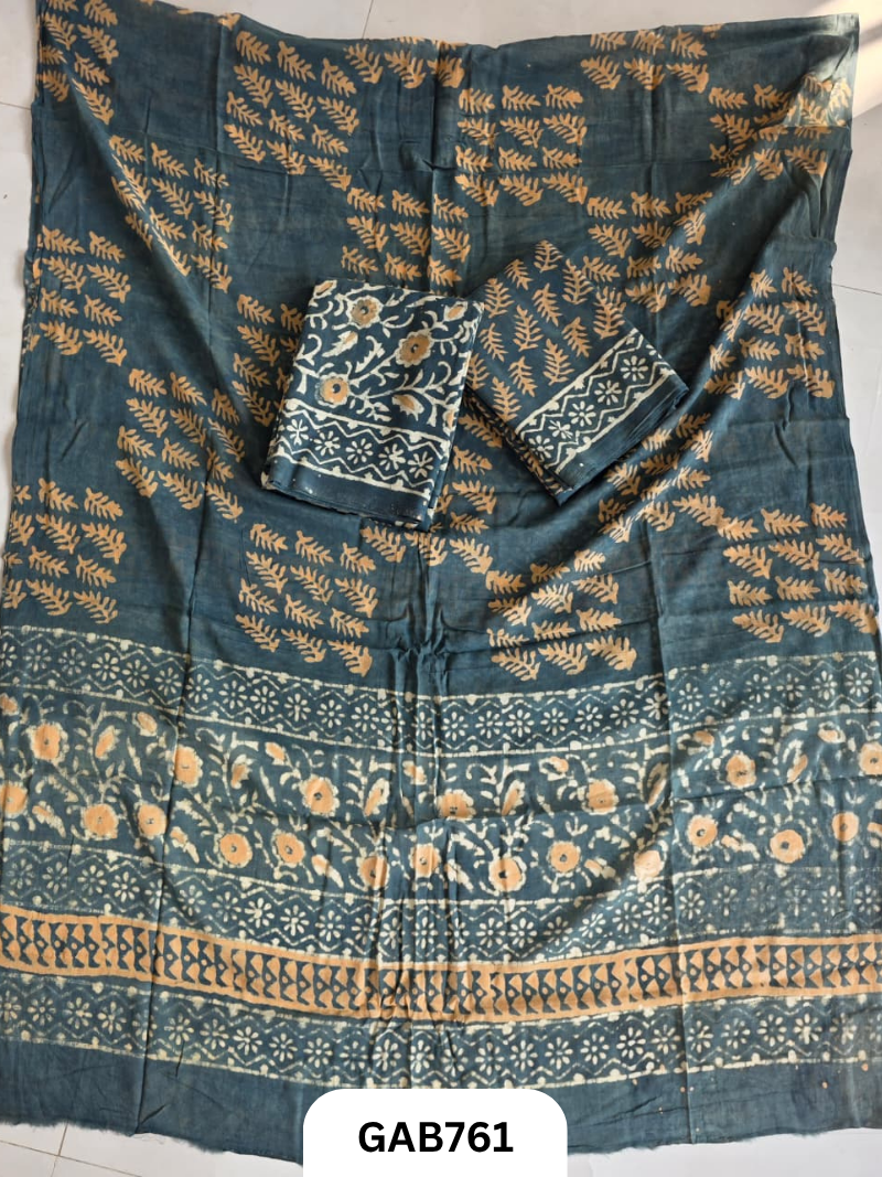 Handblock Cotton Suits With Mulmul Cotton Dupatta | Top 2.5 Mtr Dupatta 2.5 Mtr
