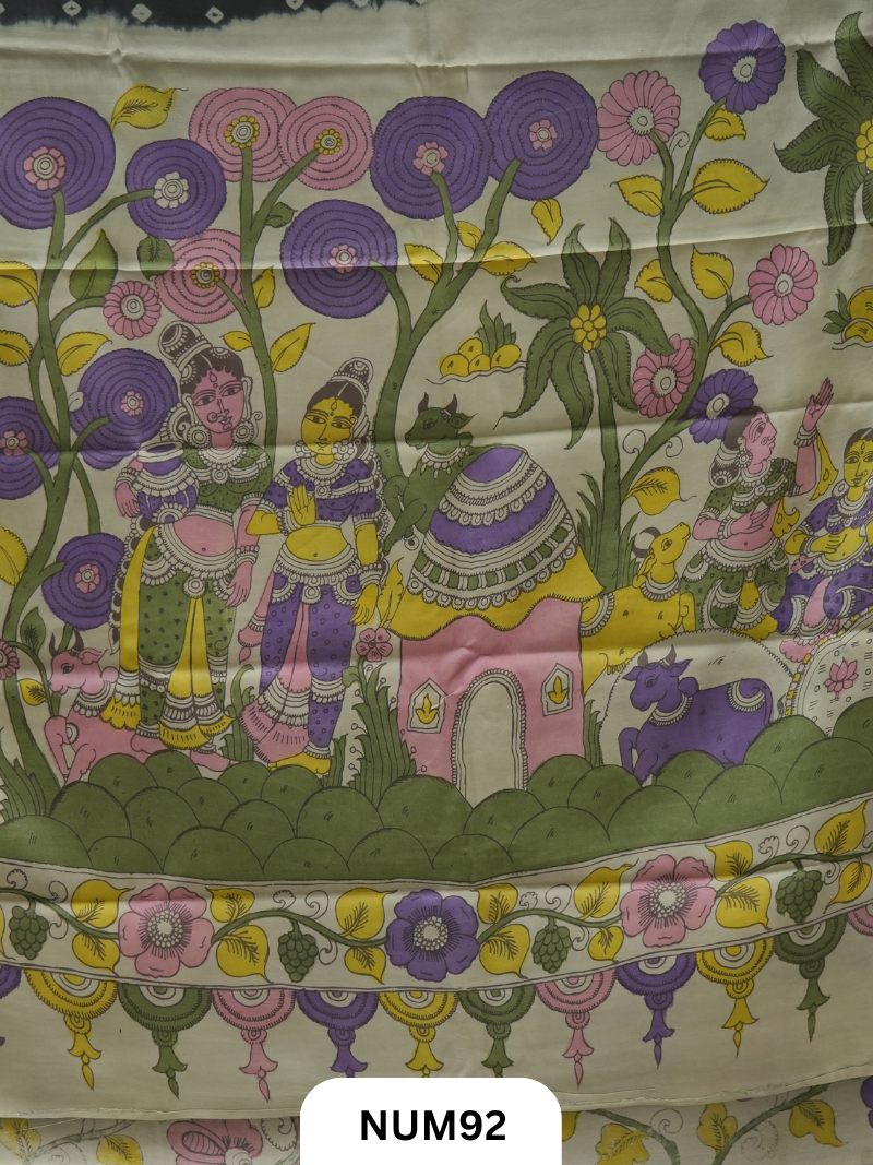 Modal Bandhini With Pure Penkalamkari Pallu And Blouse