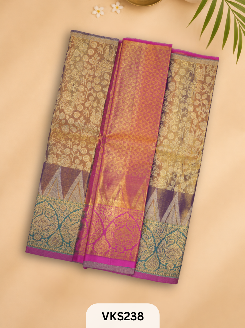 PURE KANCHIPURAM PATTU PAVADAI SET 1 - 2 YEAR