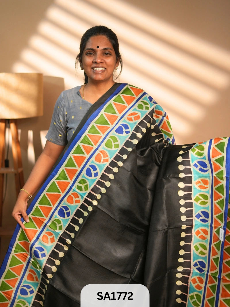 MURSHIDABAD SILK SAREE HAND PAINTED
