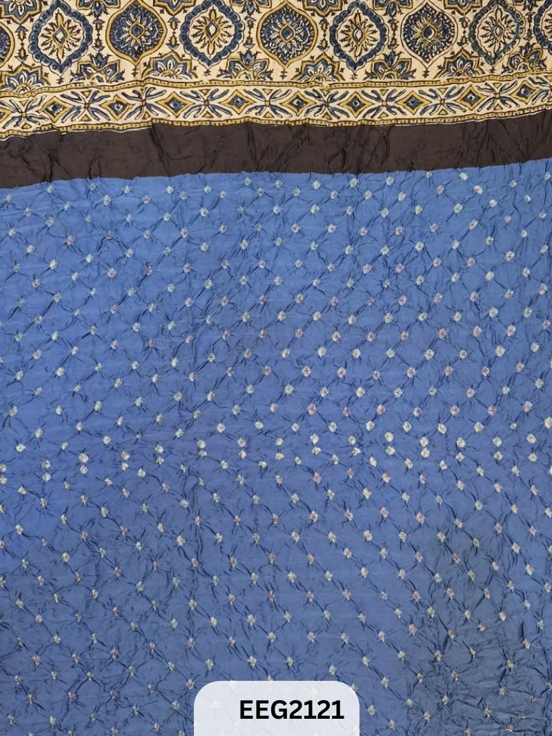 MODAL AJRAKH PRINT WITH BANDHEJ RUNNING FABRIC-1MTR