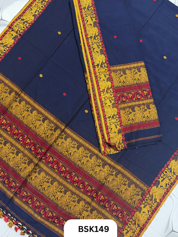 Exclusive Baluchari Handloom Pure Cotton Salwar Suit Set – Embroidered Top 2.5 m & Dupatta 2.5Mtr
