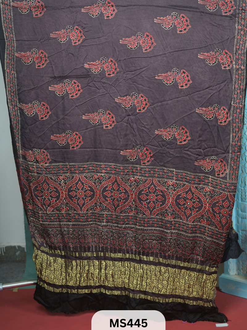 MODAL SILK DUPATTA WITH AJRAKH PRINT Travel Story Collectives