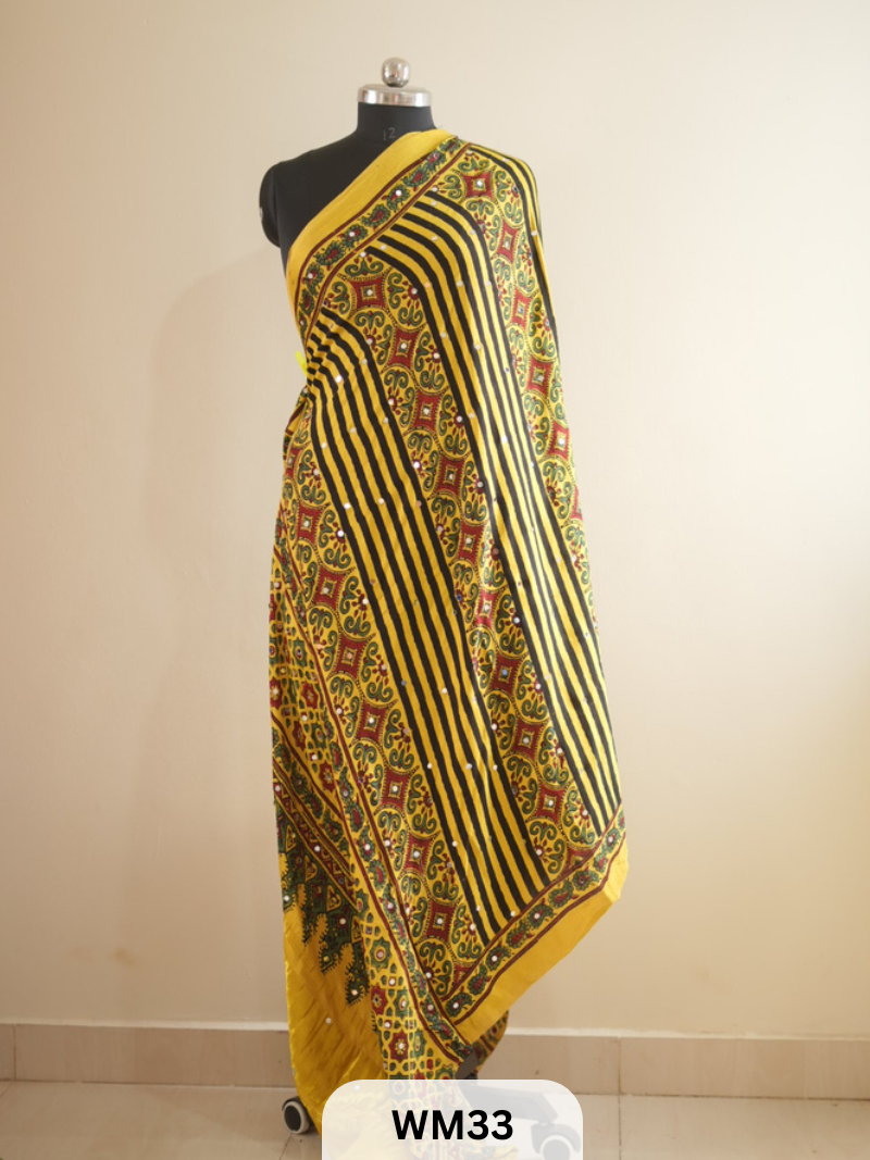 MODAL SILK WITH GLUED MIRROR LAGDI PATTA DUPPATTA