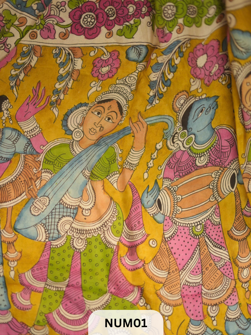 CHENNURI SILK SAREE WITH SRI KALAHASTI PEN KALAMKARI ART WORK