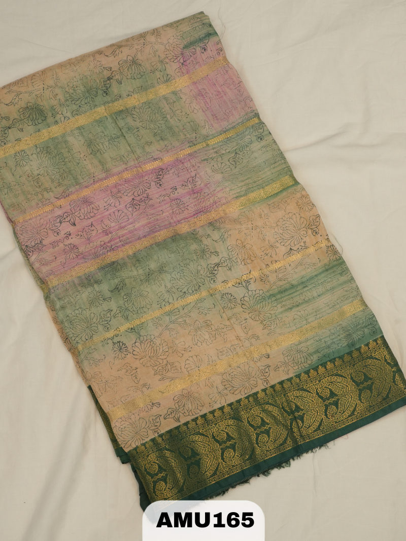BANARAS RUSSIAN SILK SAREE WITH PRINTED