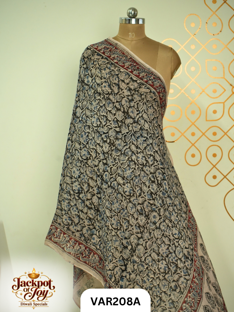 Pure Handblock Kalamkari Duppata