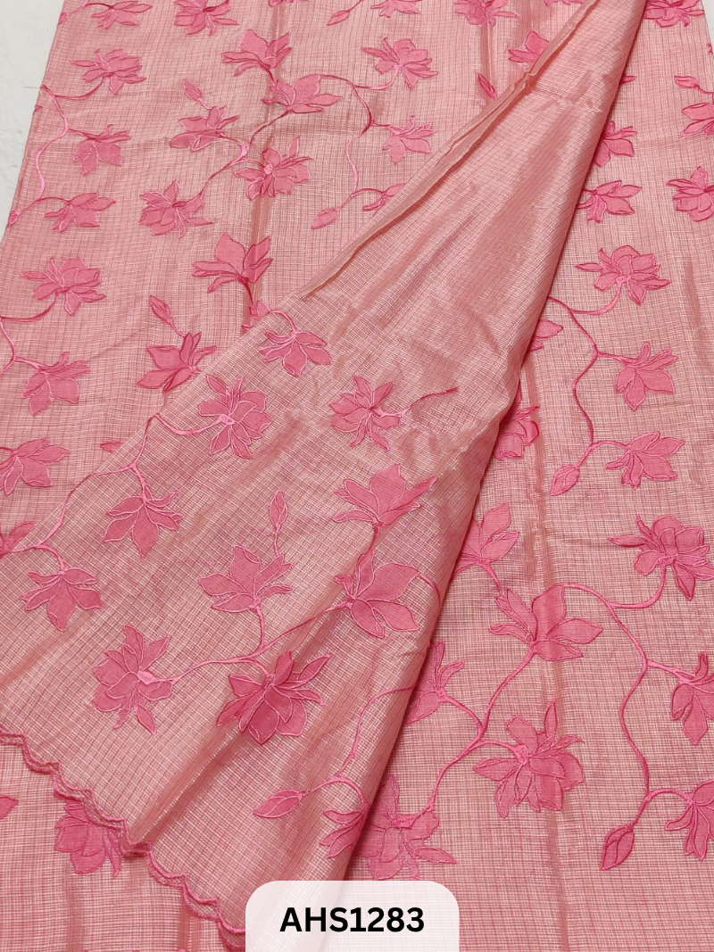 Soft Silk Kota Applique Work Saree
