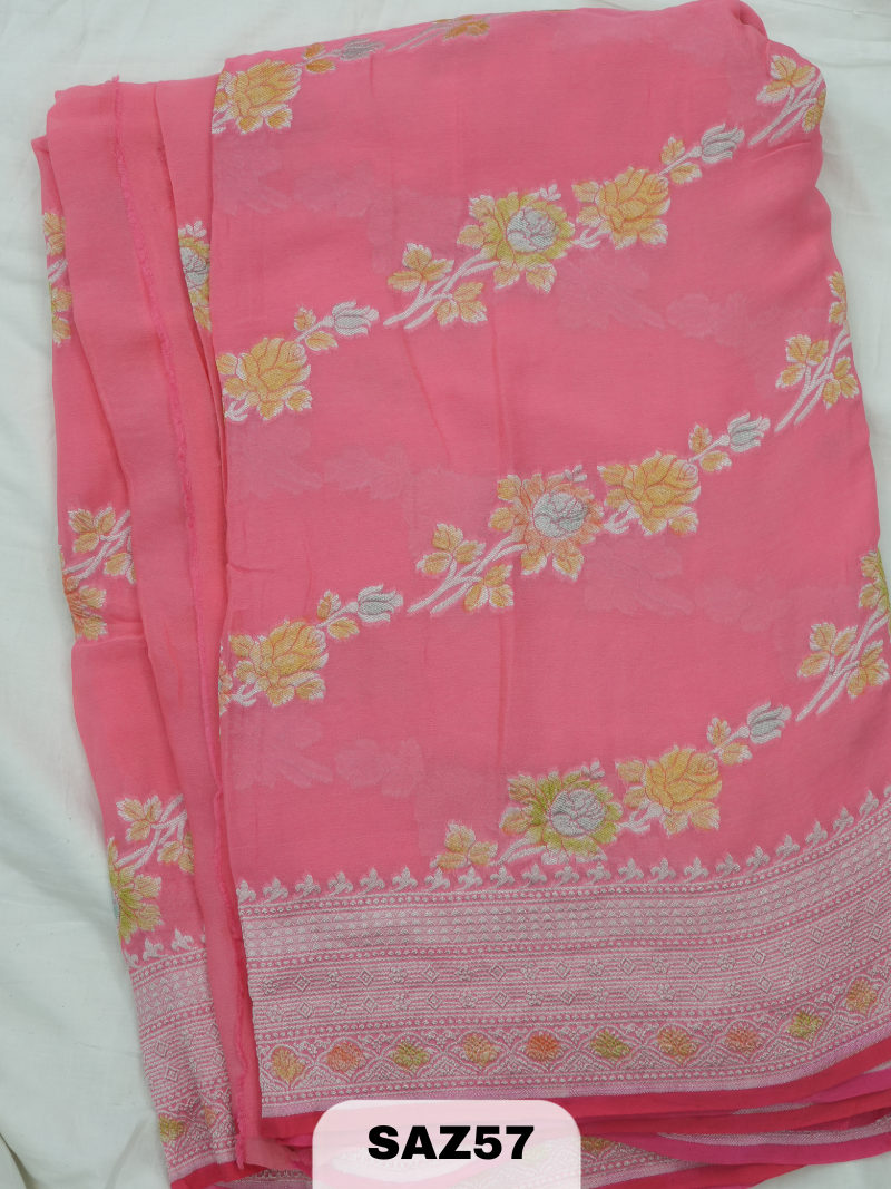 BANARAS PURE KHADI GEORGETTE WITH RANGKAAT SAREE