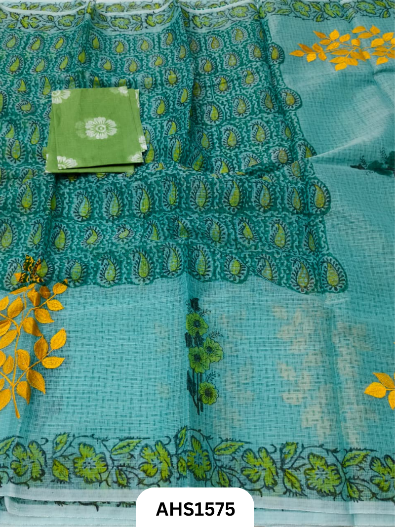 Kota Cotton Embroidery + Printed Saree