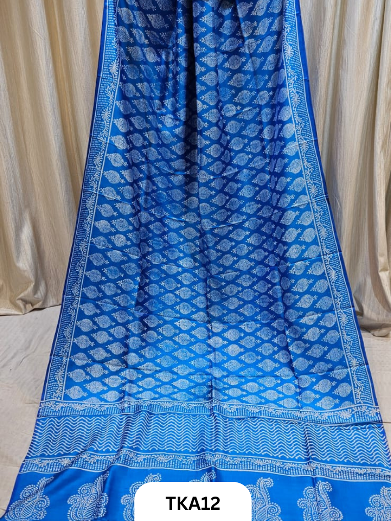 Pure Bishnupuri Silk Dual Shade Handblock