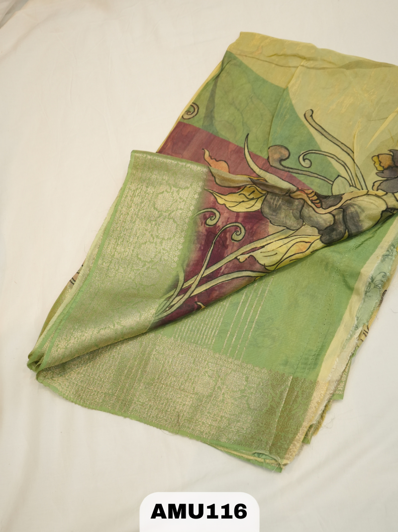 BANARAS RUSSIAN SILK SAREE WITH DIGITAL PRINTED