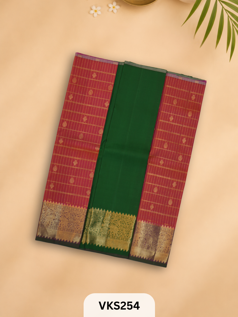 PURE KANCHIPURAM PATTU PAVADAI SET 1 - 2 YEAR