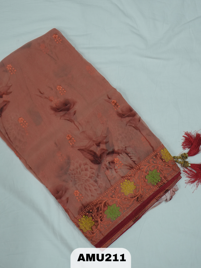 BANARAS RUSSIAN SILK SAREE WITH PRINTED