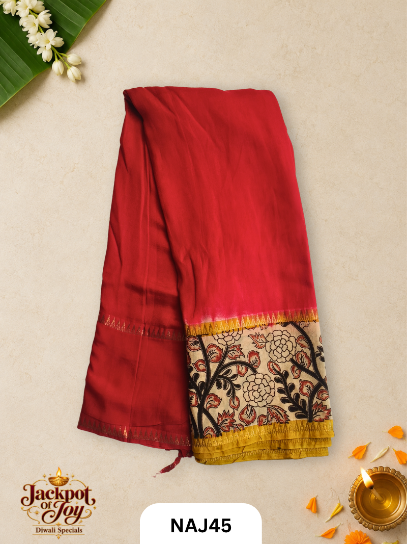 Mangalagri Border Block Print Soft Slik