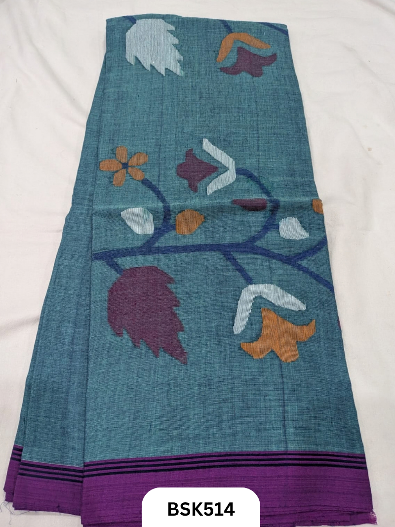 Handloom Pure Mul Cotton With Jamdhani Weave Saree