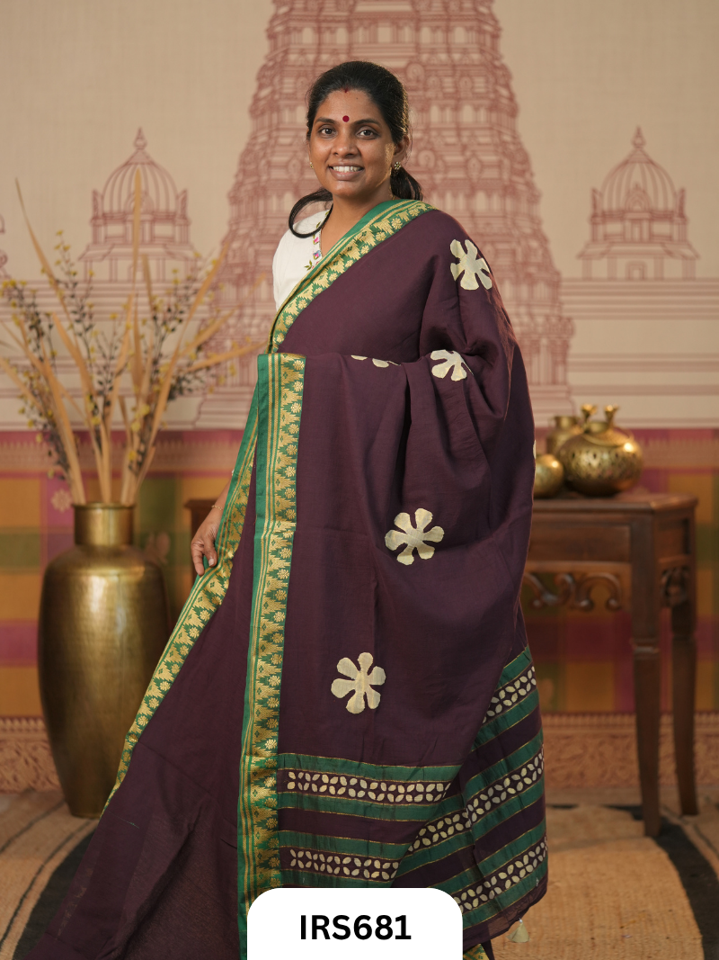Chettinadu Saree With Barmer Aplique Work