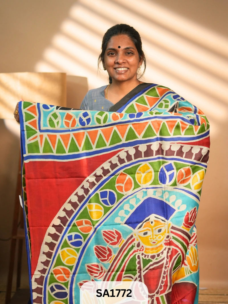 MURSHIDABAD SILK SAREE HAND PAINTED
