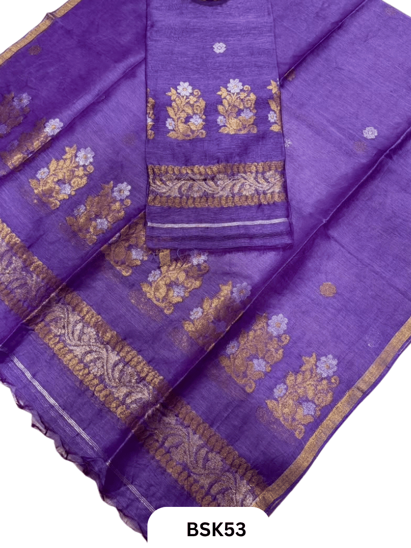 Premium Pure Handloom Linen Silk Salwar Top 2.7 mtr Duppata 2.5 mtr
