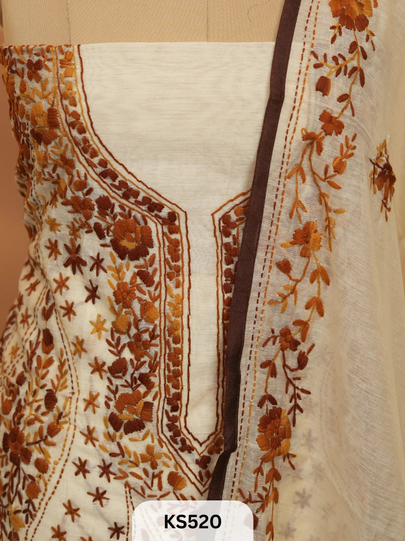 Dupion Chanderi Silk With Hand Kantha Stitch