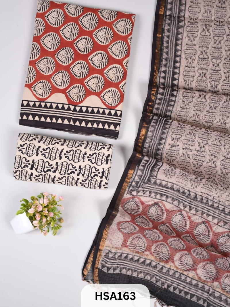 COTTON SUIT WITH KOTA DUPATTA - 3 PCS SET