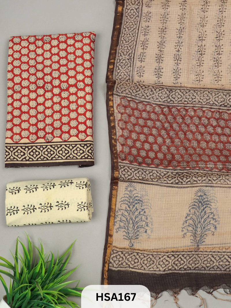 COTTON SUIT WITH KOTA DUPATTA - 3 PCS SET