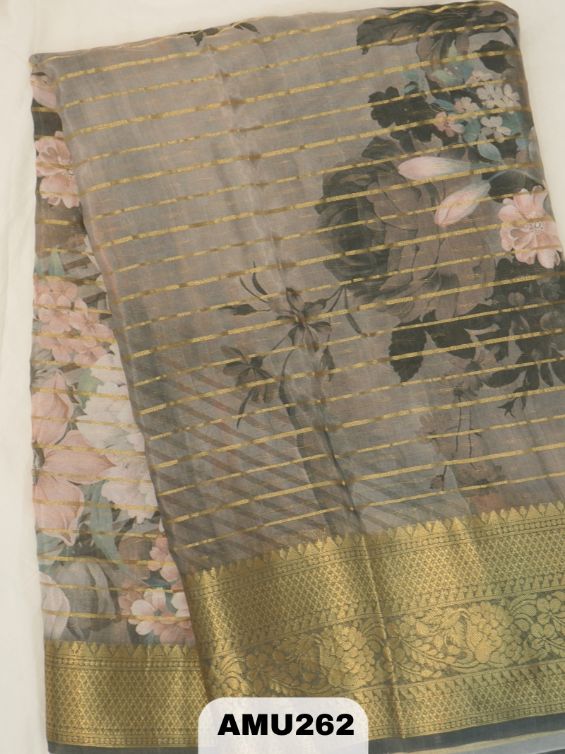 BANARAS RUSSIAN SILK SAREE WITH PRINTED