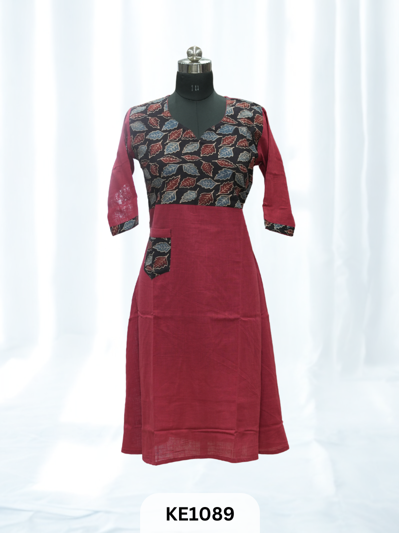 SLUB COTTON WITH NATURAL YOKE - ALINE KURTI