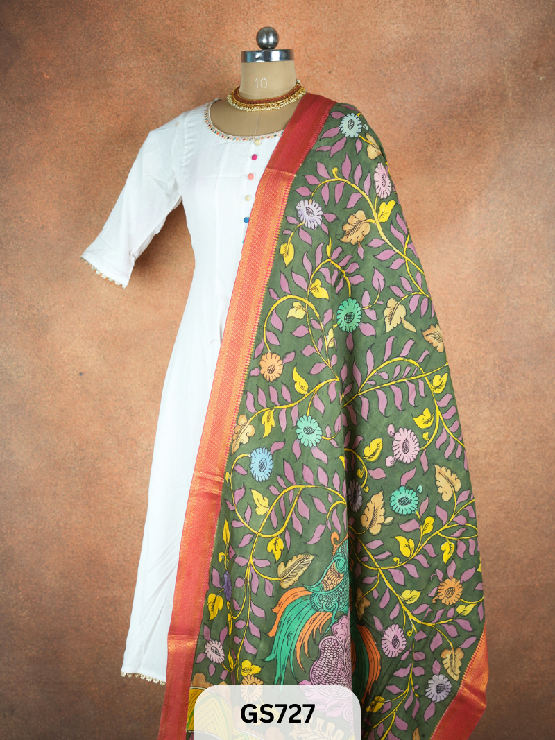 Pen Kalamkari Dupatta (Dupatta only)