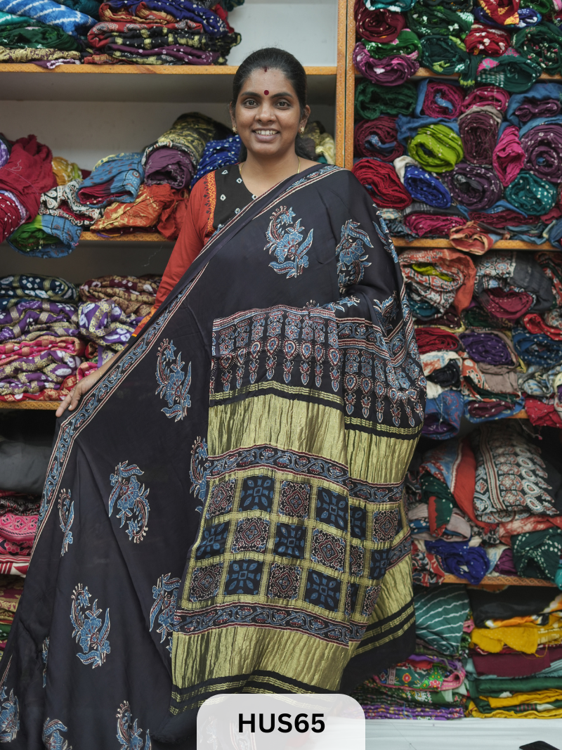 VISCOSE AJRAKH WITH GHARCHOLA PALLU