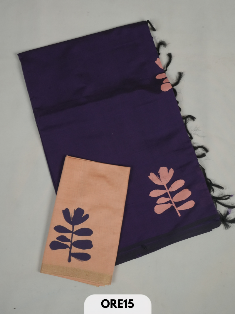 South cotton handblock print saree