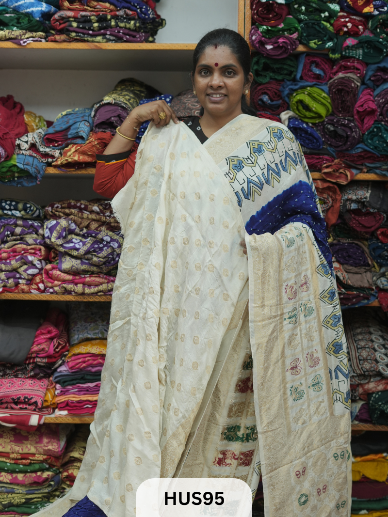 PURE DOLA SILK WITH AJRAKH MINAKARI PALLU