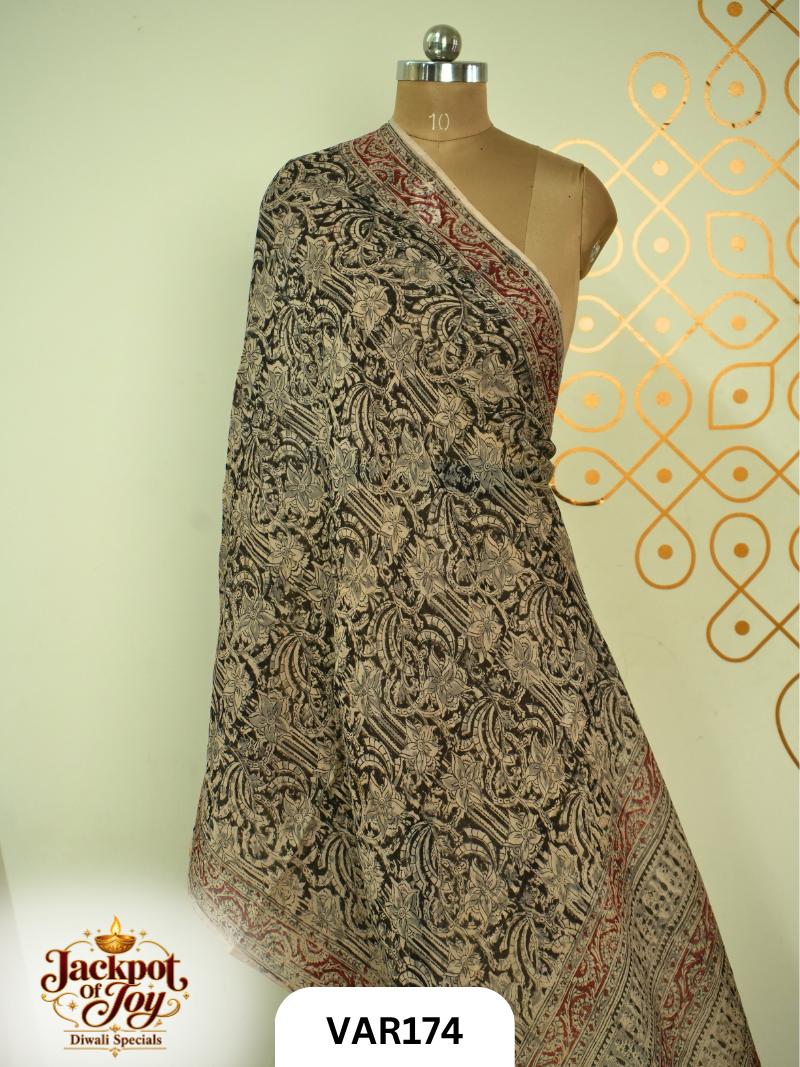 Pure Handblock Kalamkari Duppata