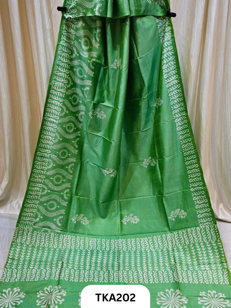 Bishnupuri Katan Silk Block Print Saree