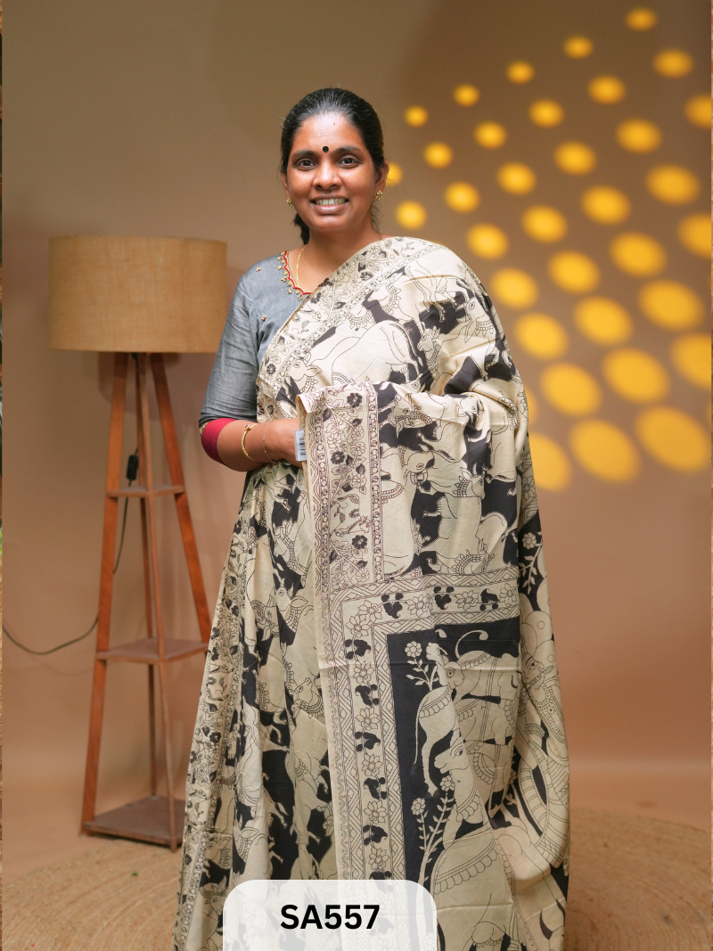 Kalamkari malmal cotton saree Ravi Sun Kalamkari