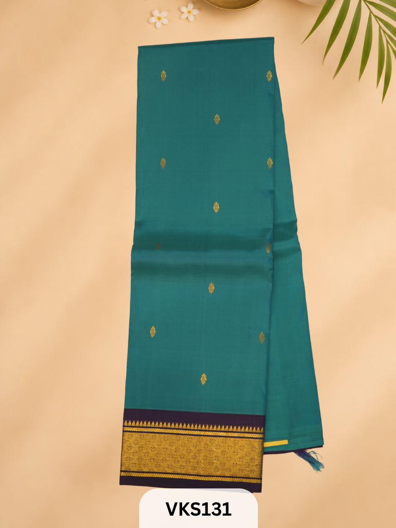 PURE KANCHIPURAM SILK SAREE WITH ONE SIDE BORDER