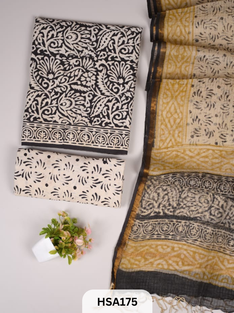COTTON SUIT WITH KOTA DUPATTA - 3 PCS SET
