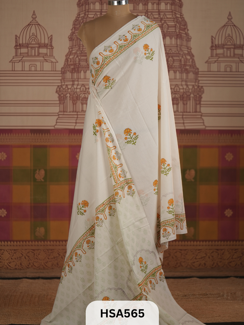 COTTON AJRAKH HANDBLOCK SAREE