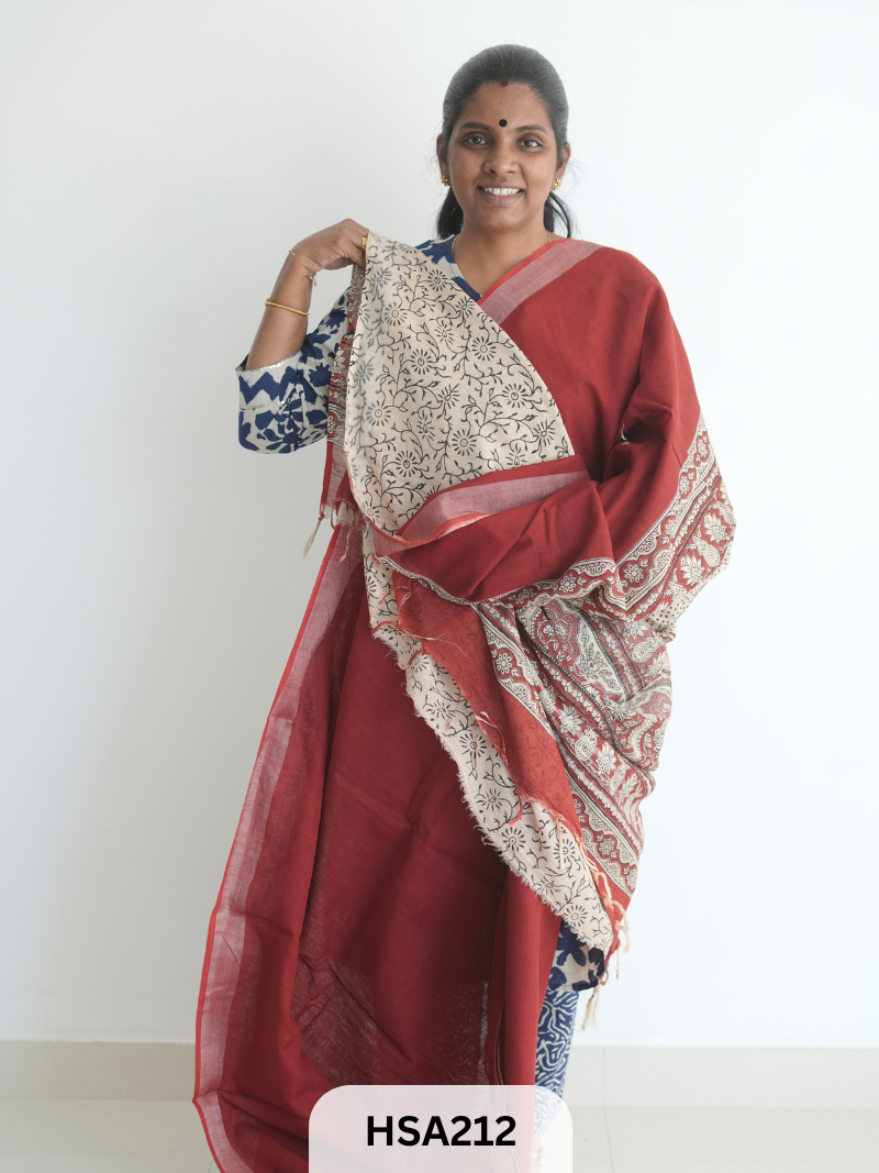 LENIN COTTON HANDBLOCK PRINTED SAREE
