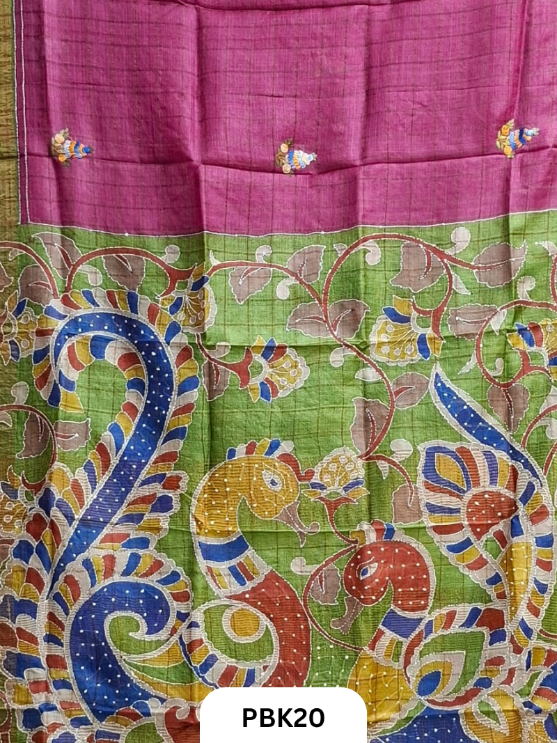 Pure Tussar Silk Saree with Heavy Embroidery & Bullion Stitch