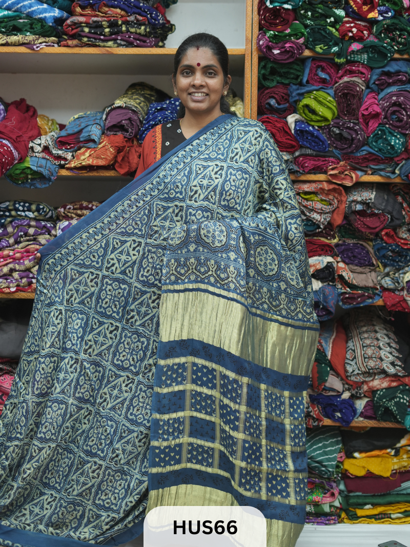 VISCOSE AJRAKH WITH GHARCHOLA PALLU