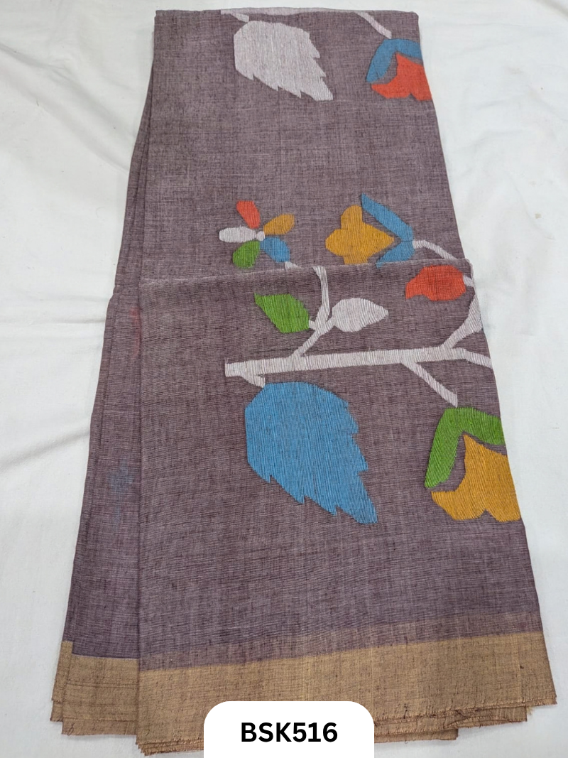 Handloom Pure Mul Cotton With Jamdhani Weave Saree