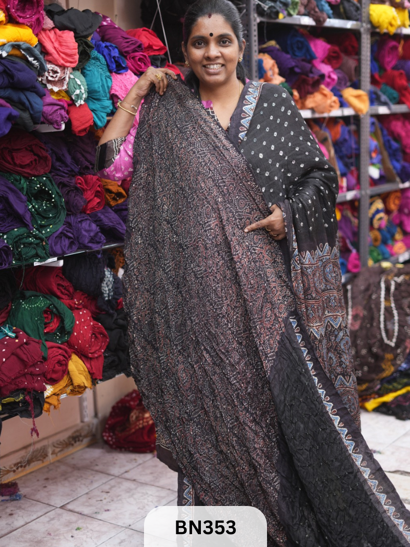 MODAL AJRAKH SILK - HAND BANDHINI | LAGDI PATTTA