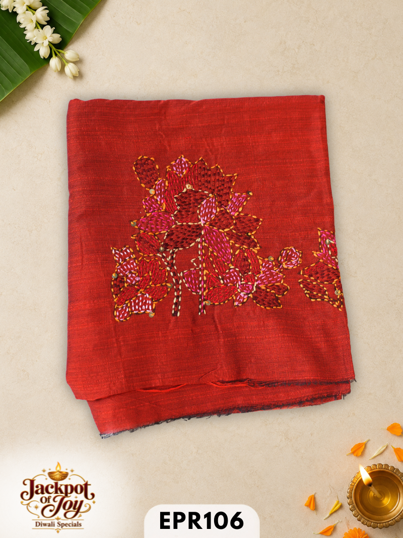 Raw silk with Kantha Blouse
