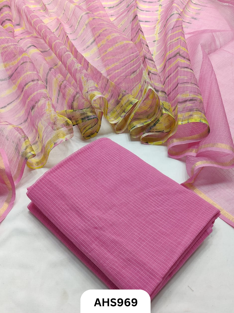 Pure Kota Cotton Shibori Print Dress Material Top & Dupatta 2.5mtr