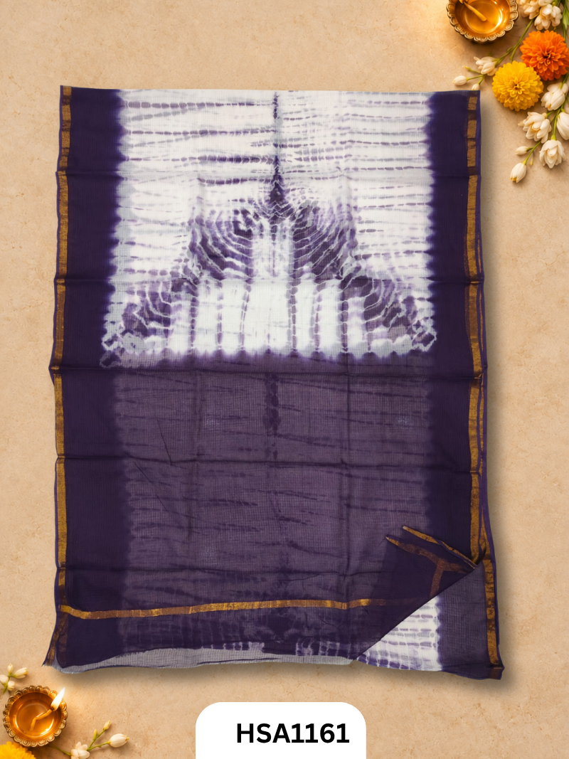 Hand Block Printed Kota Doriya Saree with Blouse