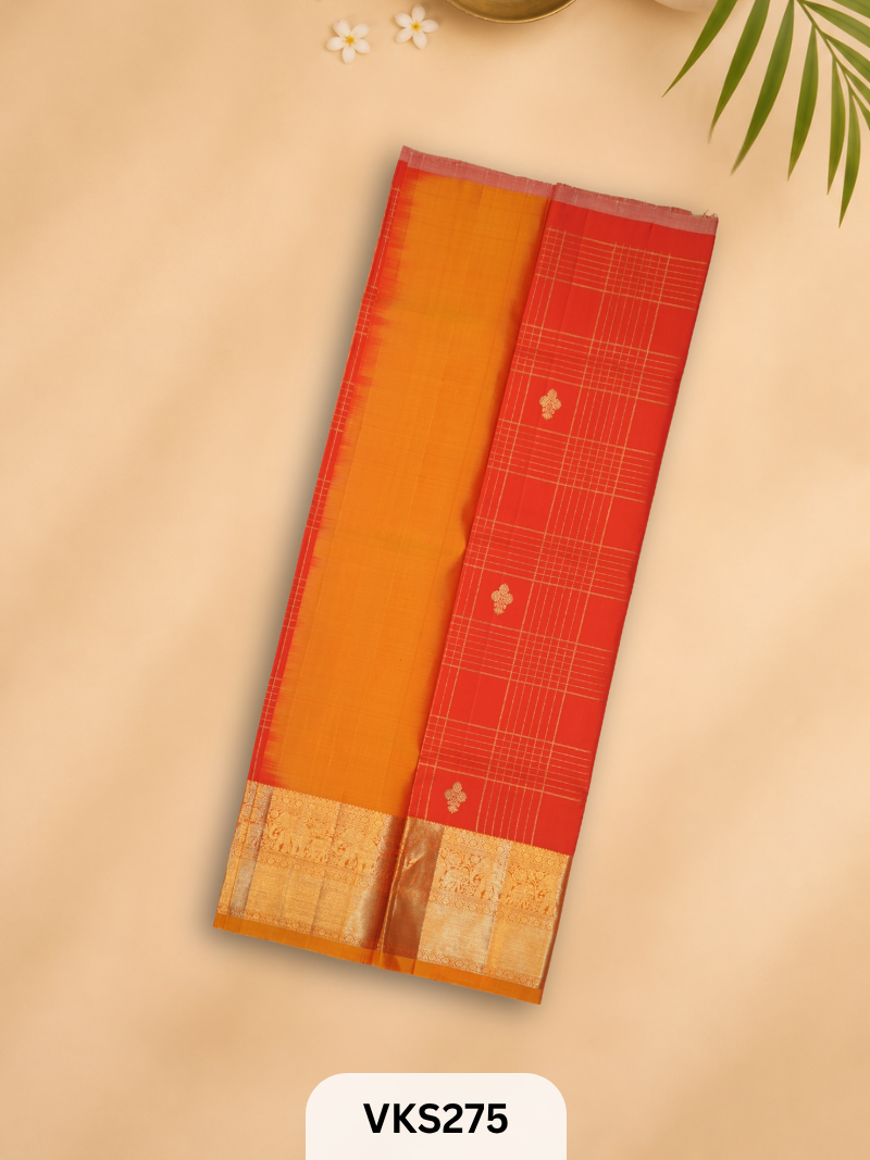 PURE KANCHIPURAM PATTU PAVADAI SET 5 - 10 YEAR